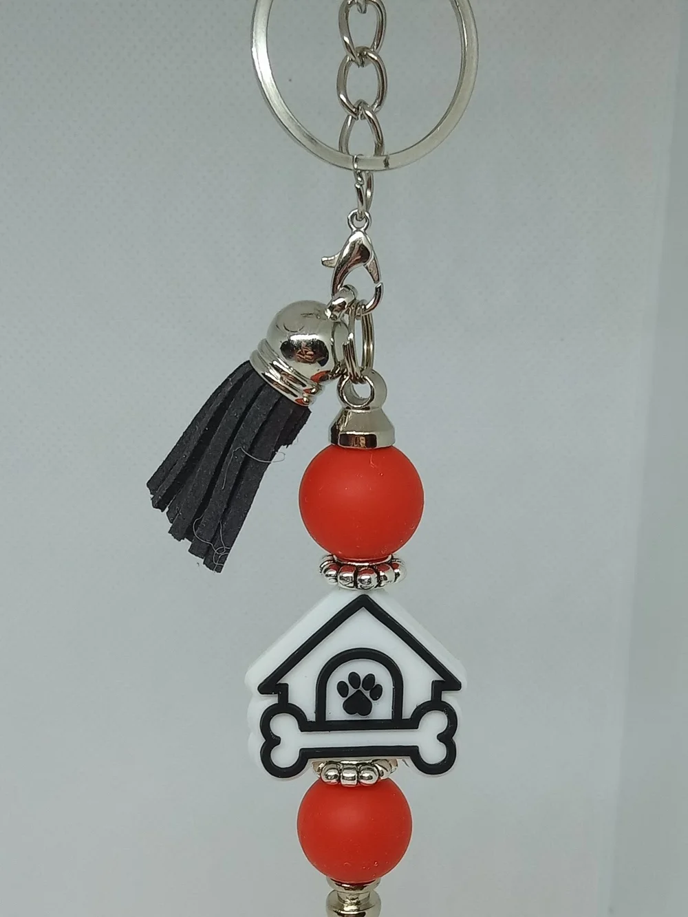 Dog Mom Red Beaded Keychain and Pen Set NEW Handmade
